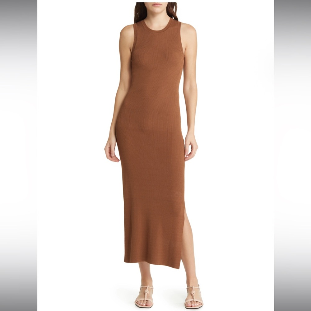 Rails Syd Rib Midi Sweater Dress Toffee Small - Picture 10 of 10